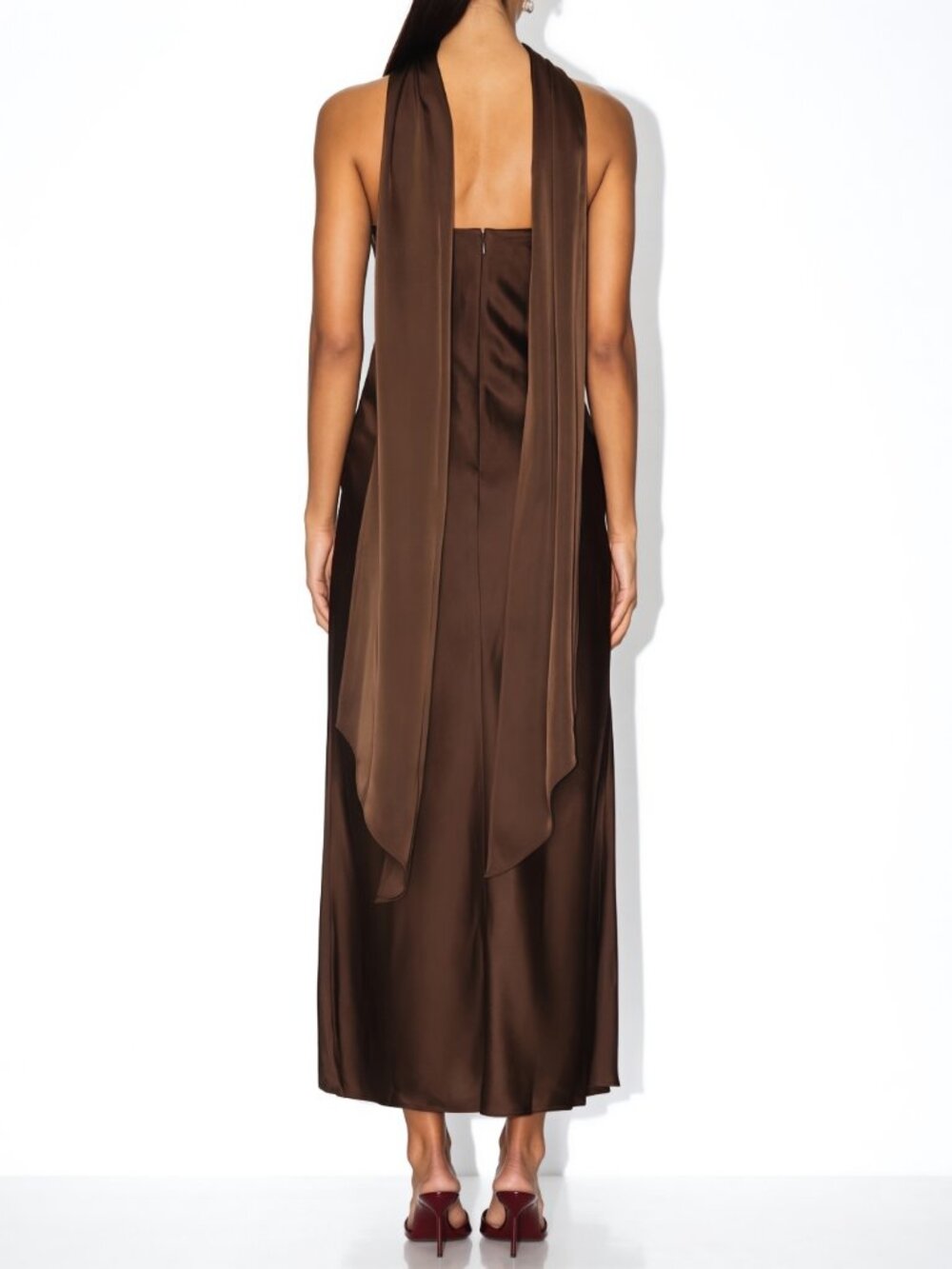 NWT House of Harlow 1960 x REVOLVE Mel Midi Dress Chocolate Brown Size Medium - Picture 5 of 6